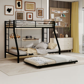 Bunk Bed For Kids, Convertible Frame With Ladders & Guardrail
