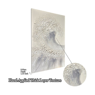 Ocean Wave Wall Art, Textured Canvas Painting With Accents (Set of 2) - Sage Green+Gold
