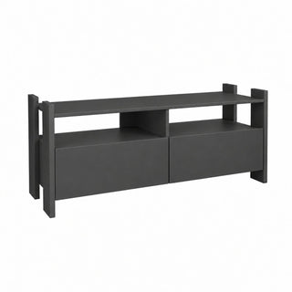 TV Stand For TVs Up To 55" With Open Shelves And 2 Drawers - Carbon Gray