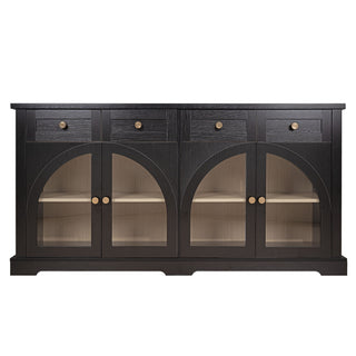 Sideboard Cabinet With 4 Drawers And 4 Arched Glass Doors