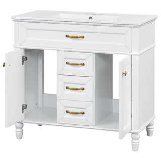 Modern Freestanding Bathroom Vanity With Sink, Cabinet, Soft-Close Drawers, Tip-Out Tray