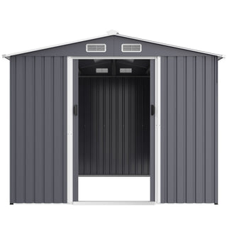 Outdoor Storage Shed Large Metal Tool Sheds, Heavy Duty Storage House With Sliding Doors