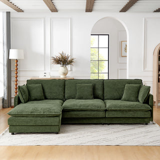 L-Shaped Sectional Sofa With Ottoman, Convertible 4 Seater Couch