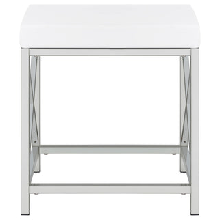 Hamlin - Makeup Vanity Table With Lighted Mirror And Padded Stool - White