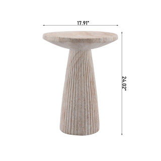 Fluted Pedestal Round Coffee Table - Beige / Yellow