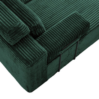 Sectional Sleeper Sofa & Storage Pockets, Modular Couch With Throw Pillows For Living Room