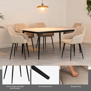 Dining Chair With Backrest And Wide Seat (Set of 2) - Beige