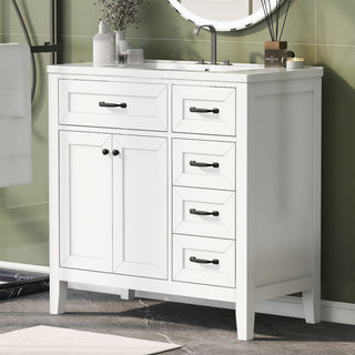 Modern Bathroom Vanity With Sink, Freestanding Design With Drawers And Doors