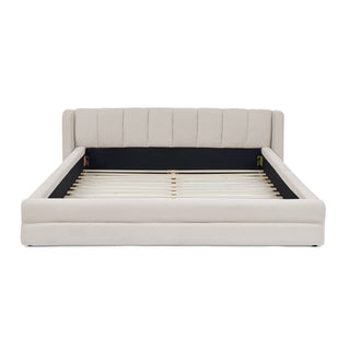 Modern Upholstered Bed Frame With Thick Fabric And Headboard