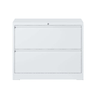Lateral File Cabinet 2 Drawer, Locking File Cabinet With Anti Tip Interlock, Heavy Duty Storage For Letter / Legal / A4 Files - White