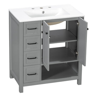 Bathroom Vanity With Sink Top, Bathroom Vanity Cabinet With 2 Doors And 2 Drawers, Open Shelf