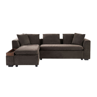 Modern L Shaped Sectional Sofa With Upholstery And Wooden Storage