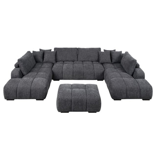 Chosen - Sectional Sofa With Toss Pillows With 2 Chaises With Ottoman - Gray
