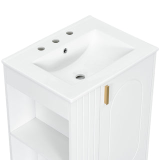 Classic Retro Bathroom Vanity With Sink, Door Shelf, Side Open Storage Frame