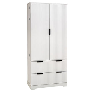 Fluted Kitchen Pantry Cabinet With 2 Large Drawers & 8 Door Spice Rack