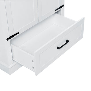 Tall Bathroom Storage Cabinet With 2 Doors And 2 Drawer, Adjustable Shelf - White