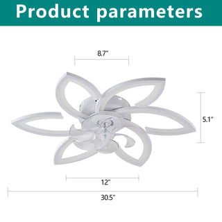 30" Flower 6 Speed Ceiling Fan With Remote Controlled LED Lights, Low Profile Flush Mount Fan