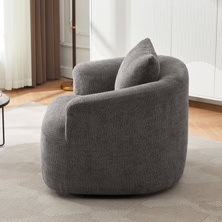 360° Swivel Barrel Sofa Chair With Throw Pillow, Upholstered Accent Chair