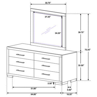 Polk - 6 Drawer Dresser With Mirror