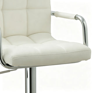 Adjustable Swivel Arm Bar Stool With Cushion - White