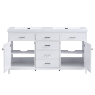 Double Sink Bathroom Vanity With Top, Soft Closing Doors & Drawers, Tip Out Drawer, 2 Cabinet Doors, Adjustable Shelf - White