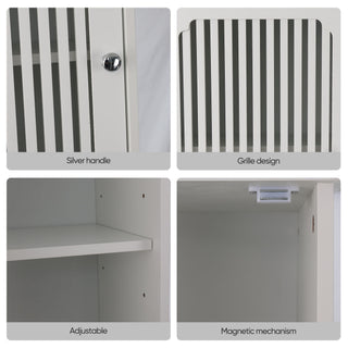 Tall Bathroom Cabinet With Adjustable Shelves, Louvered Door Floor Standing Storage Unit - White