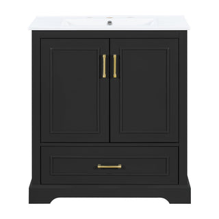 Bathroom Vanity With Sink, 1 Divided Drawer And 2 Soft Close Doors With Double Shelf