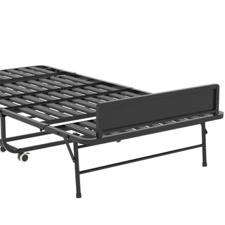 Twin Wide Folding Bed For Tall People, Extra Long & Wide Rollaway With Memory Foam, Heavy-Duty Capacity Guest, Spacious Portable Cot - Black