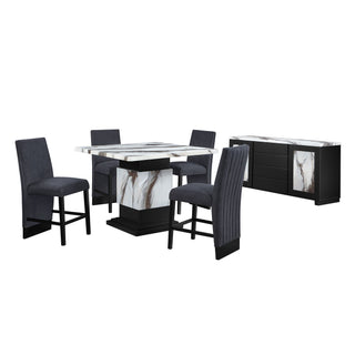 Sammi - Bar Table With And Pedestal Base - Black / White Print