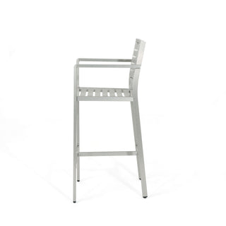 Outdoor Aluminum Rust Proof Barstools (Set of 2) - Silver