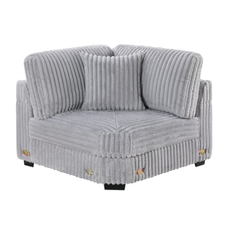 Corner Wedge Chair With Pillow, Living Room Furniture, Soft Upholstered Modular Seating - Gray / Mink
