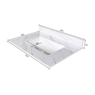 Bianco Carrara Venato Marble Vanity Top With Pre Drilled Faucet Hole And Undermount Sink
