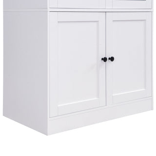 Tall Arched Top Storage Cabinet With 5 Tier Shelves, Soft Close Hinges