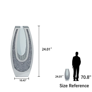 U - Shaped Floor Vase With Shattered Diamond Mirror Surface
