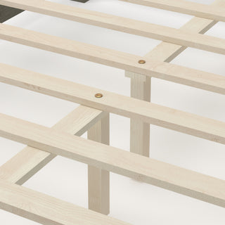 Farmhouse Platform Bed Frame With Tall Linen Upholstered Headboard