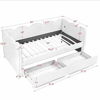 Gingham Daybed With USB Charging Port, Wave-Shaped Design