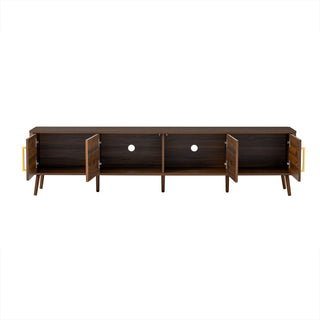 TV Stand For TVs Up To 85" With Fluted Door, Cable Management, Soft-Closing Hinges - Walnut