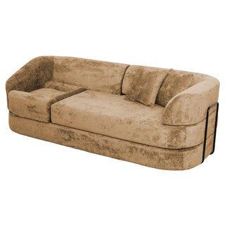 3 Seater Sofa With Built In Pet Bed Nook, Curved Design And 2 Throw Pillows