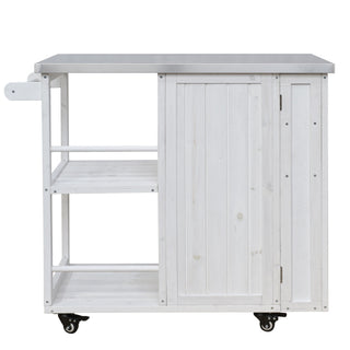Outdoor Kitchen Island Prep Station With Lockable Wheels, Ample Storage, Towel & Spice Racks