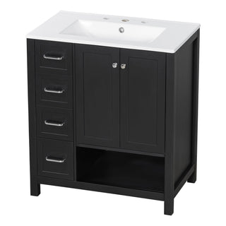 Bathroom Vanity With Sink Top, Bathroom Vanity Cabinet With 2 Doors And 2 Drawers, Open Shelf