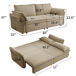 2 In 1 Convertible Sofa Bed, Multi Functional Living Room Furniture