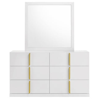Lauryn - 6 Drawer Dresser With Mirror - Gloss White