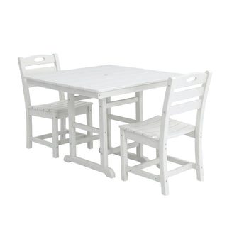 Outdoor Patio Dining Set, Square Table With Umbrella Hole And Armless Chairs