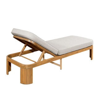 Outdoor Chaise Lounge With Cushion, 5 Position Adjustable Backrest