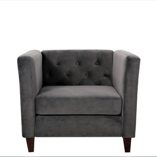 Button Tufted Accent Chair, Square Arms