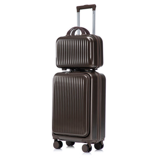 Luggage Set With Cosmetic Case, Combination Lock, Front Opening Design