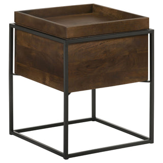 Ondrej - Square Accent Side Table With Removable Tray - Dark Brown