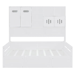 Daybed With All-In-One Cabinet And Shelf