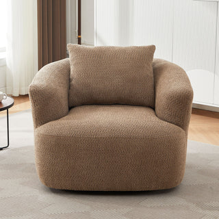 360° Swivel Barrel Sofa Chair With Throw Pillow, Upholstered Accent Chair