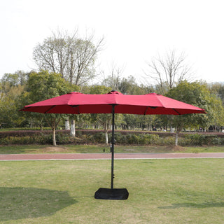 Double- Sided Outdoor Market Umbrella With Lights And Base